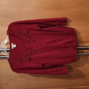 Lucky beaded red sweater Size L